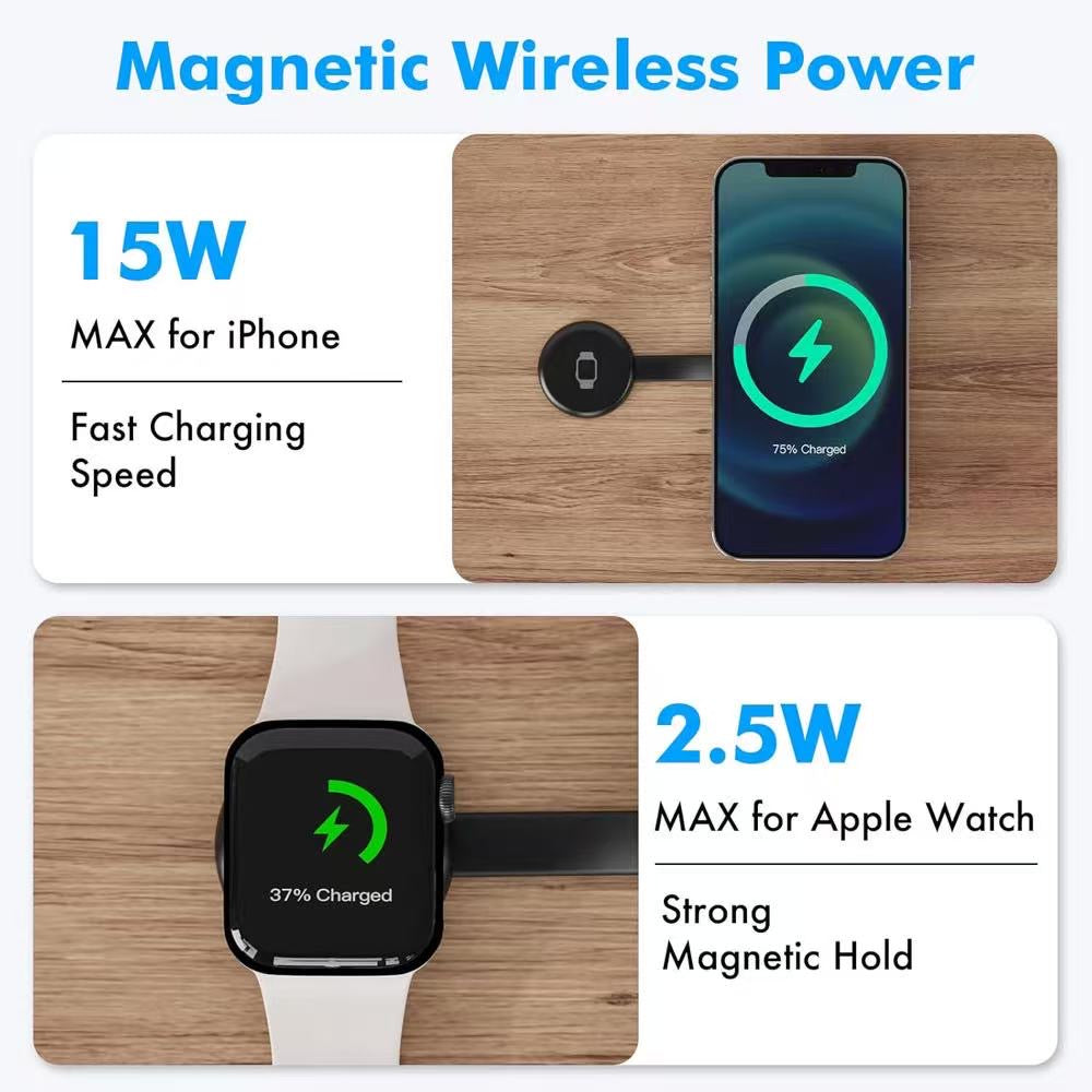 2-in-1 Charger 15W for iPhone & Apple Watch