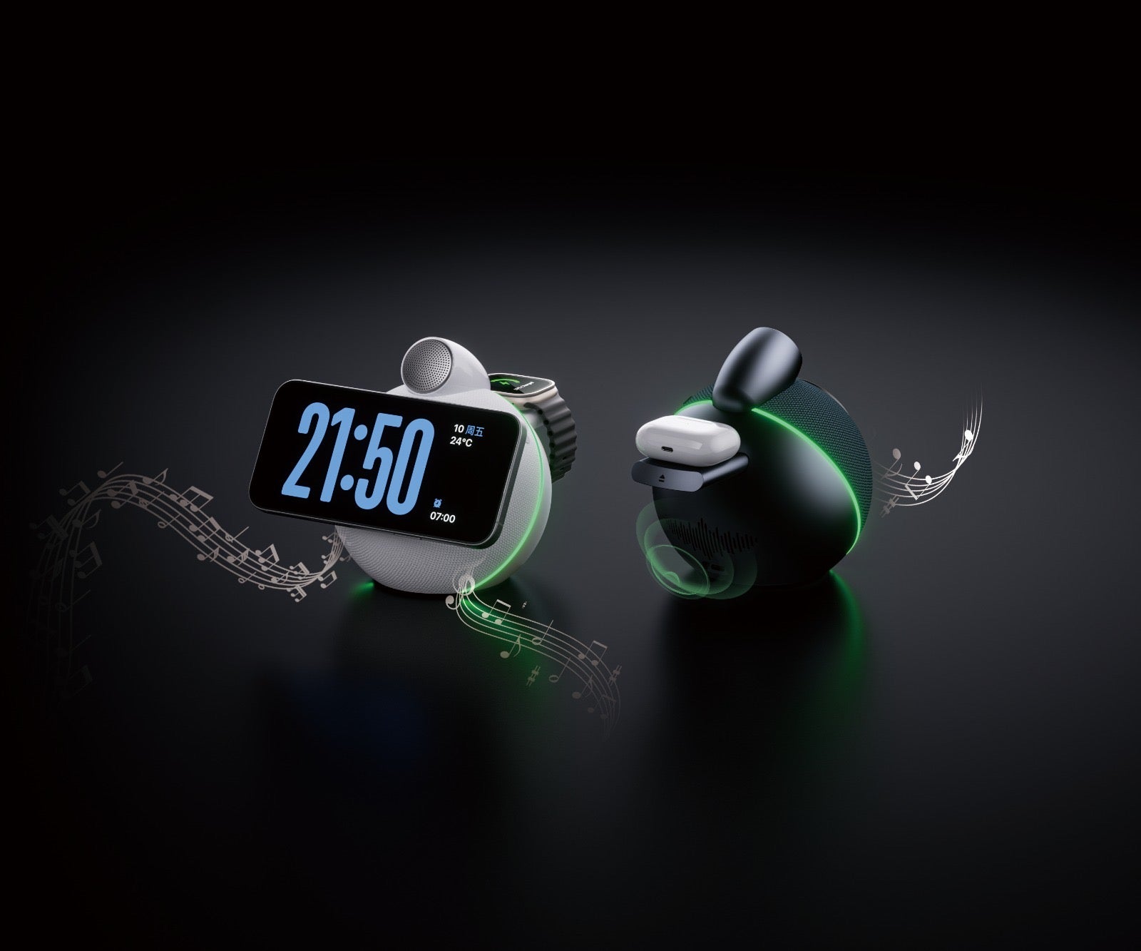 3-in-1 Wireless Charging Bluetooth Speaker with Ambient Light