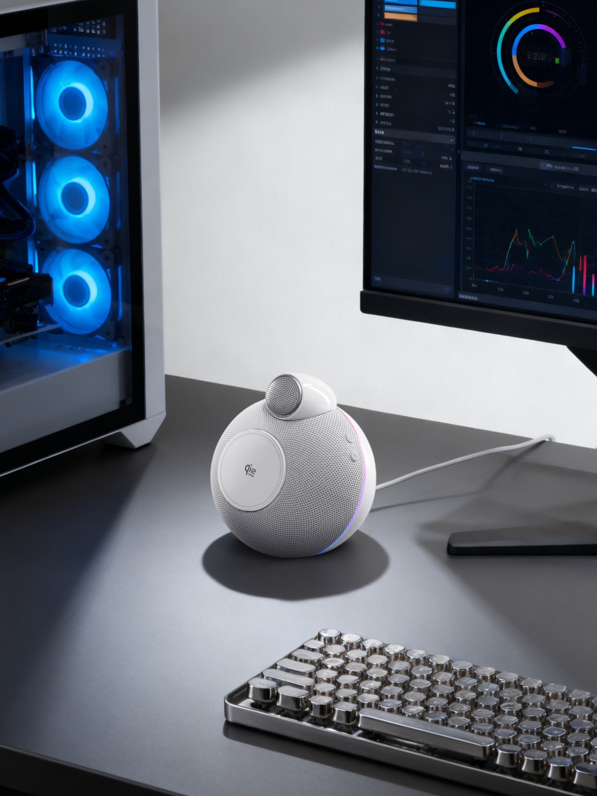 3-in-1 Wireless Charging Bluetooth Speaker with Ambient Light