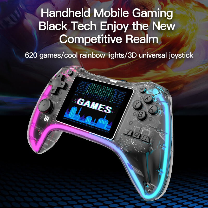 Transparent Handheld Game Console with 620 Games