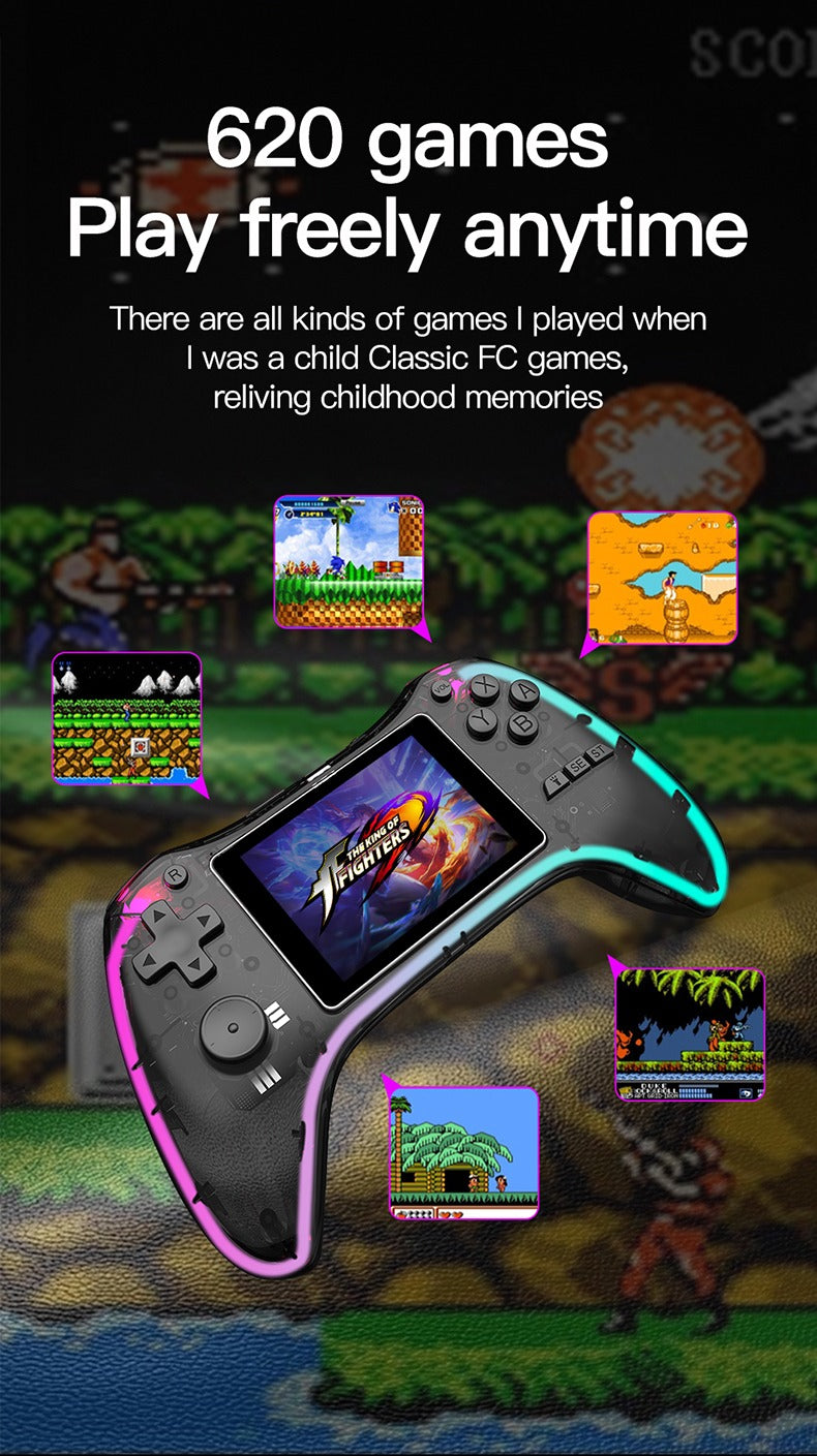 Transparent Handheld Game Console with 620 Games